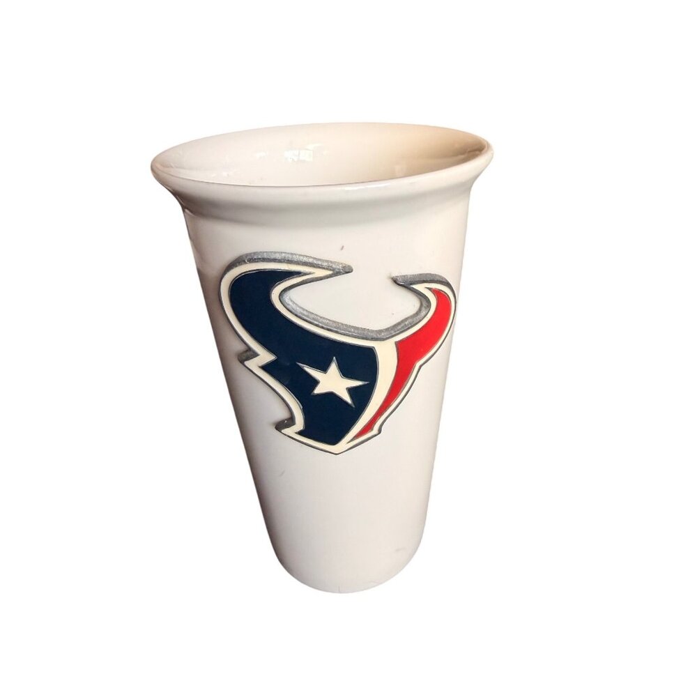 Houston Texans Ceramic Tumbler 16 Oz White With Logo NFL Sports Fan Collectible
